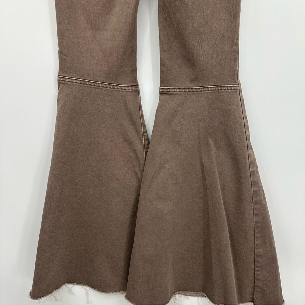 Free People Taupe Wide Leg Flare Jeans - Picture 14 of 16